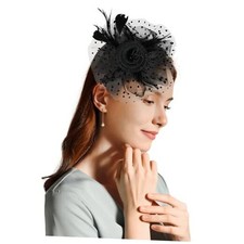 Fascinators Hats for Women 20s Vintage Tea Party Derby Hats Mesh Flower Black