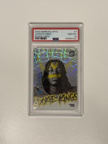 2023 Panini Donruss  Optic Jahmyr Gibbs PSA 10 #7 ROOKIE KINGS PRIZM RC SP 