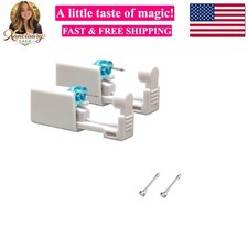 2 Pack Nose Piercing Gun, Disposable Self Piercing Kit with Nose Stud, Safety...