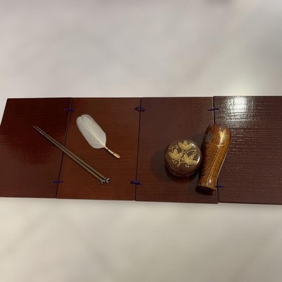Tea ceremony feathers, chopsticks, and wooden utensils set