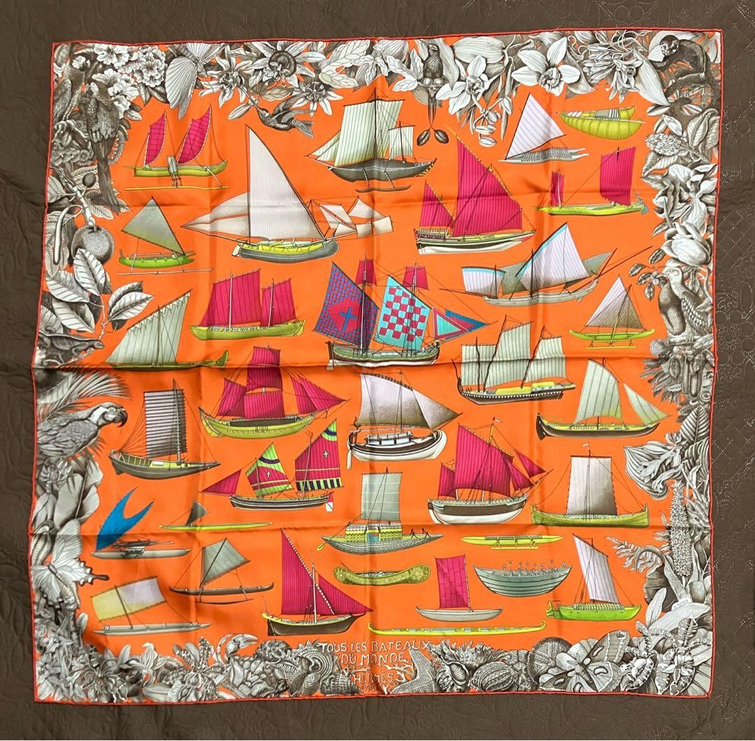 HERMES Carre 90 Tous Les Bateaux du Monde Scarf Women | eBay