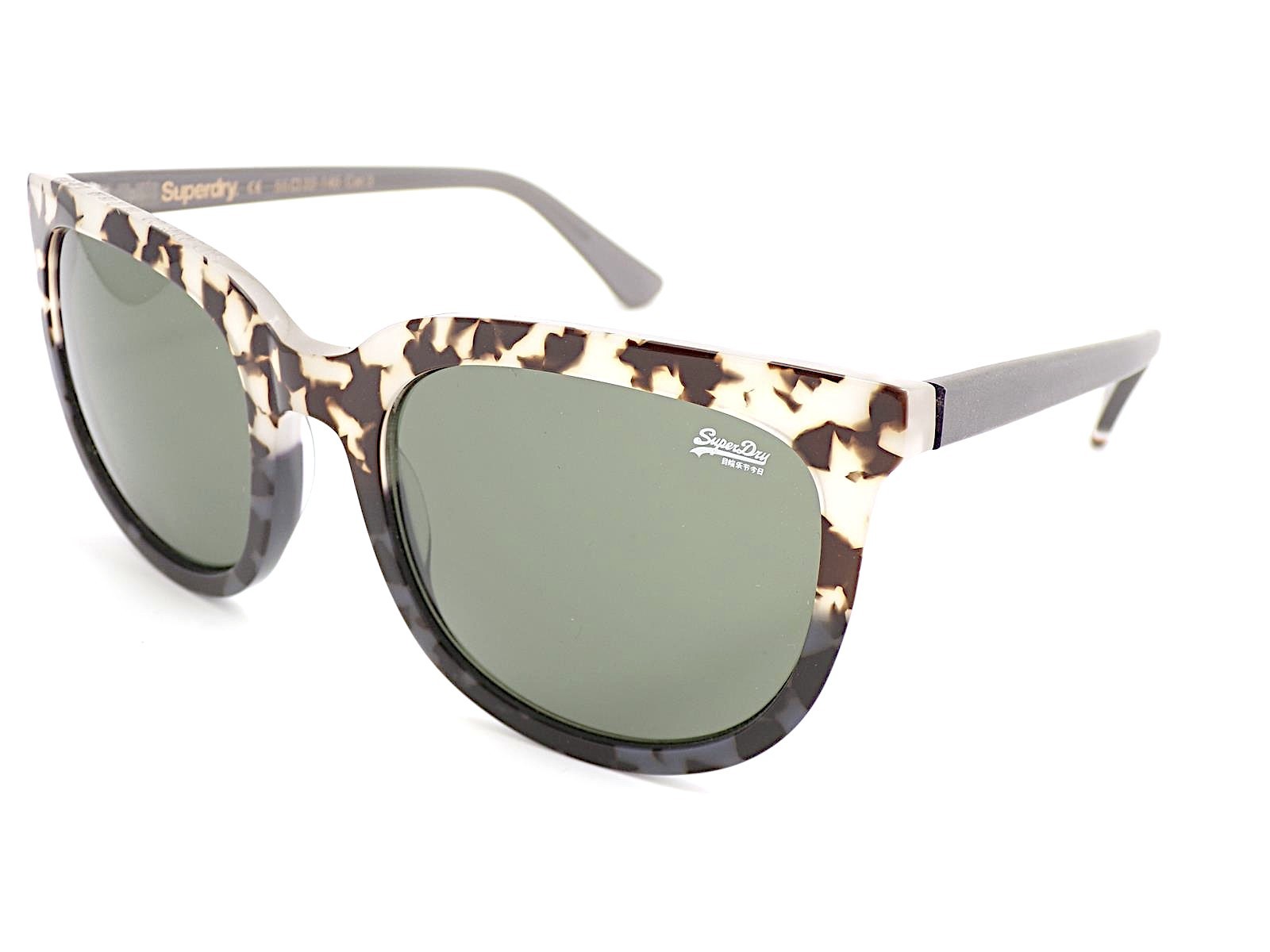 Superdry Phoenix Sunglasses Grey Black Tortoise with Dark Green Lenses 108