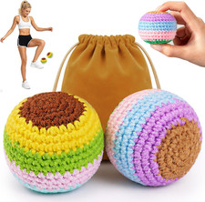 Handmade Footbag Hacky Bag Set,Crocheted Foot Bag,Durable Knit Kick Bags,Soft Wo