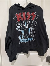 KISS U.S. Tour 77 Black Hoodie Sweatshirt Band Rock And Roll Size 2X