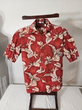 Vintage Pierre Cardin Red Hawaiian Short Sleeve Button Down Shirt Mens Medium