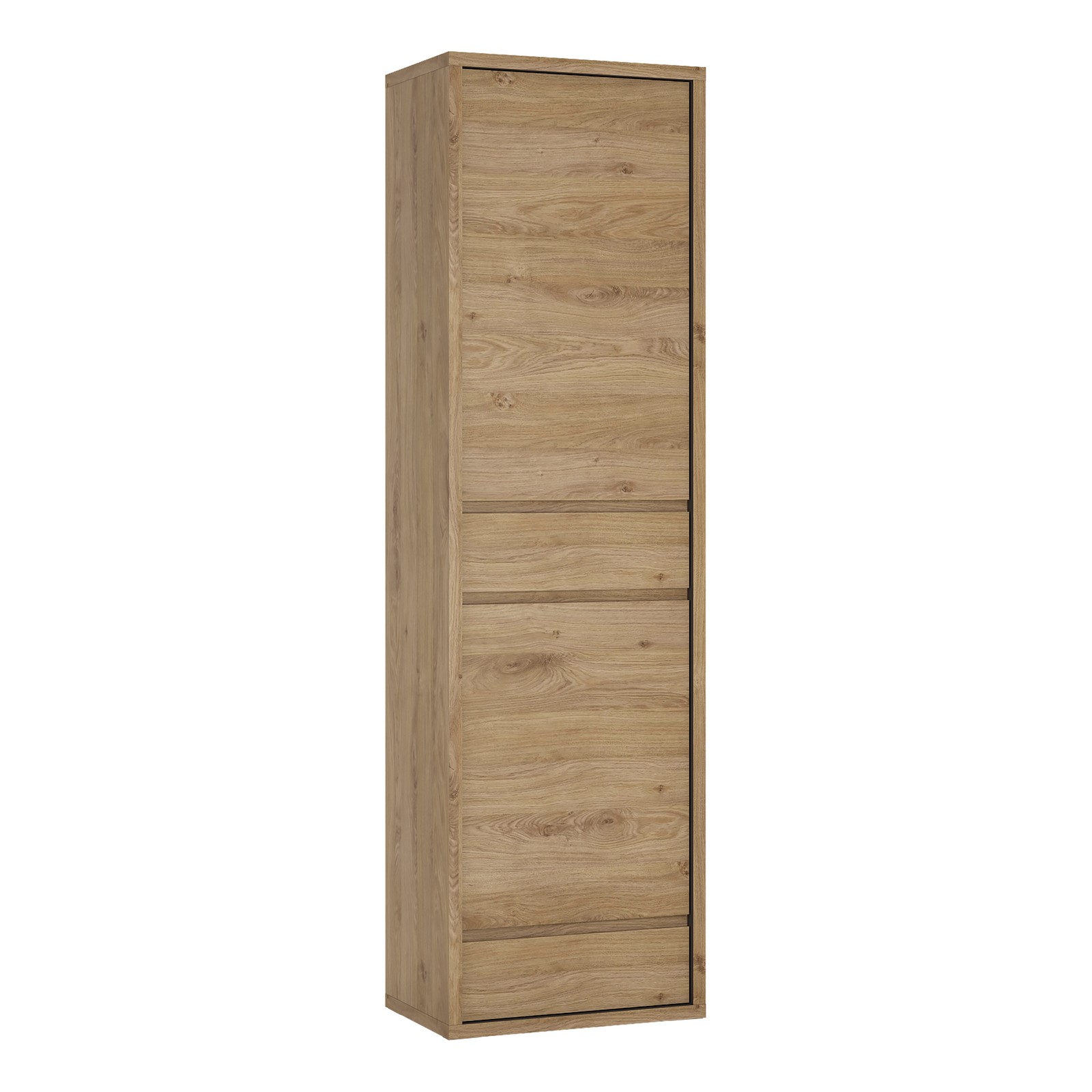 Tall Oak Cabinet 2 Doors & 2 Drawers - Narrow Storage Unit for Home & Office