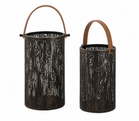 Outdoor Laternen 2Er Set Metall Windlichter Tragegriff Terrasse Garten Deko