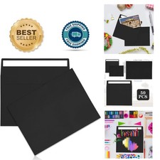 Self-Seal A4 Black Envelopes 4x6, 50 Pack for Invitations Cards, Modern Design