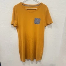 Tommy Hilfiger T-Shirt Dress Womens Large Yellow Patchwork Pocket Casual Summer