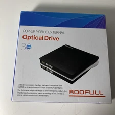 RooFull Super Slim Pop Up External Optical Drive CD/DVD RW USB 3.0/2.0 NOB