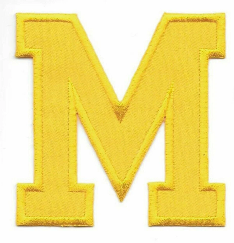 2 3/4" x 2 3/4" Maize Yellow Monogram Block letter M Embroidery Patch - Image 2 of 4