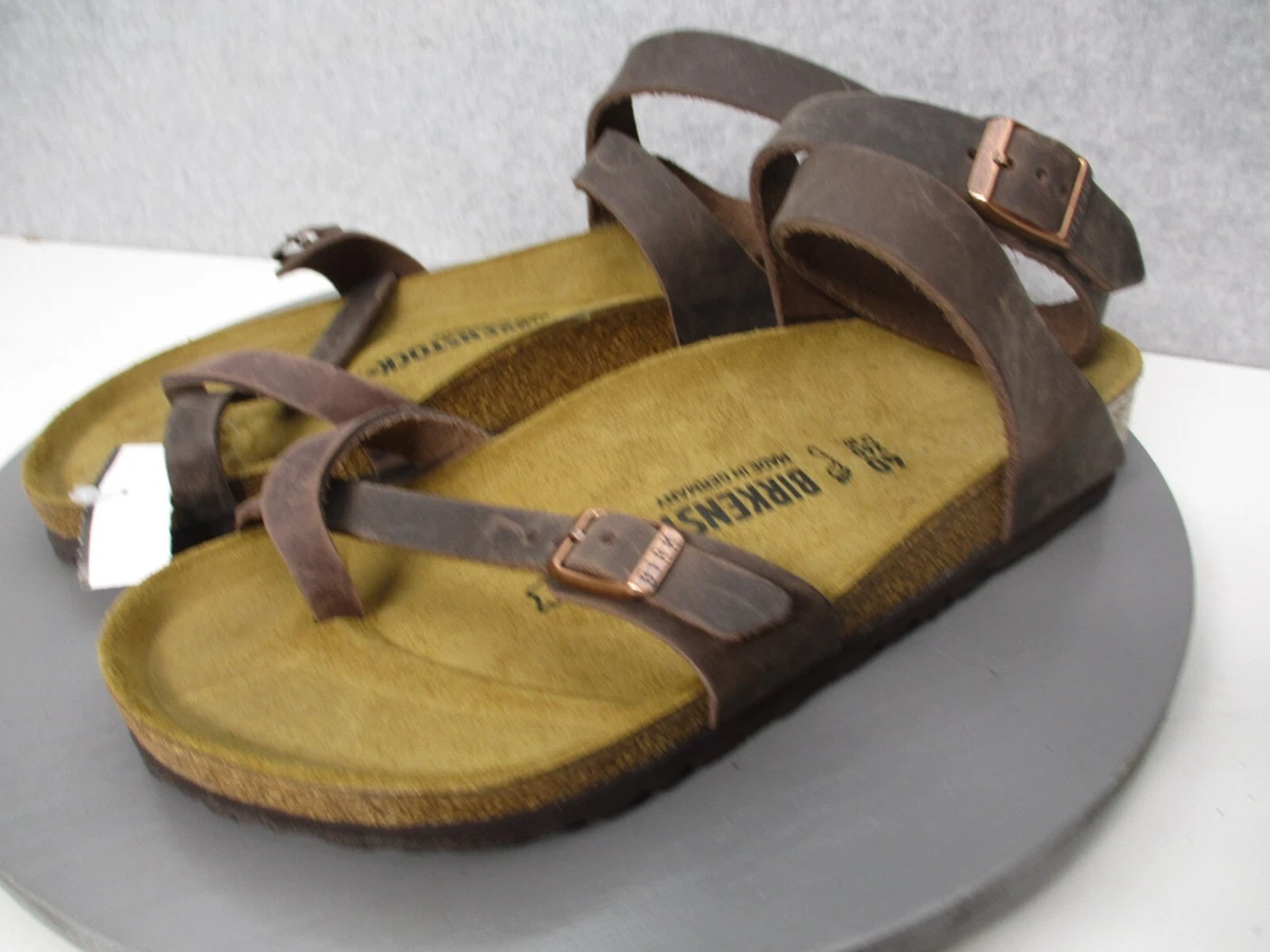 Birkenstock Yara Habana Brown Leather Ankle Strap Womens Sz 9 Regular Sandals