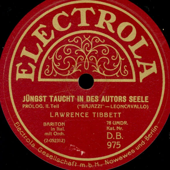 LAWRENCE TIBBETT -BARITON- Bajazzo: Prolog    78rpm  Schellackplatte G4518 - Bild 2 von 2