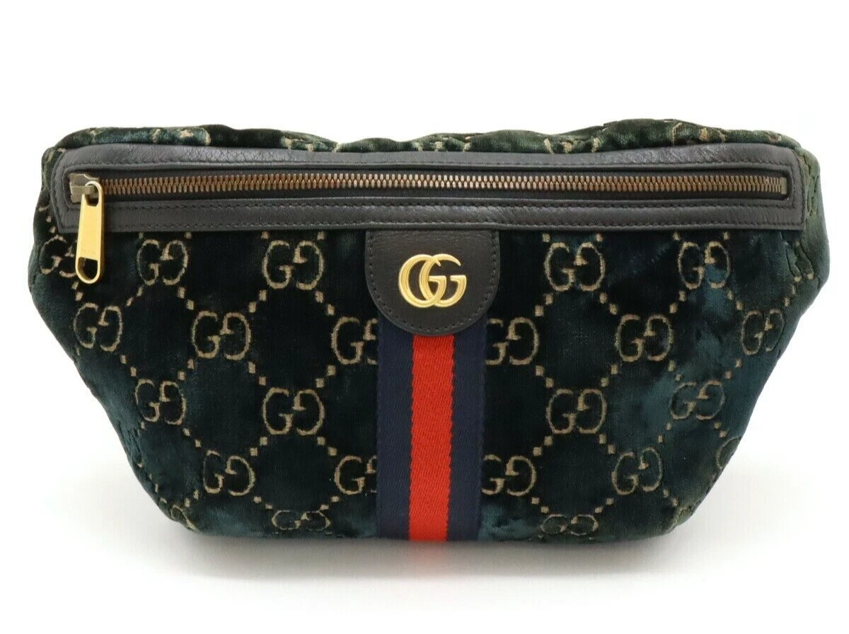 Sac à dos velours GUCCI GG 574968 bleu marine foncé or rouge velours cuir pochette taille