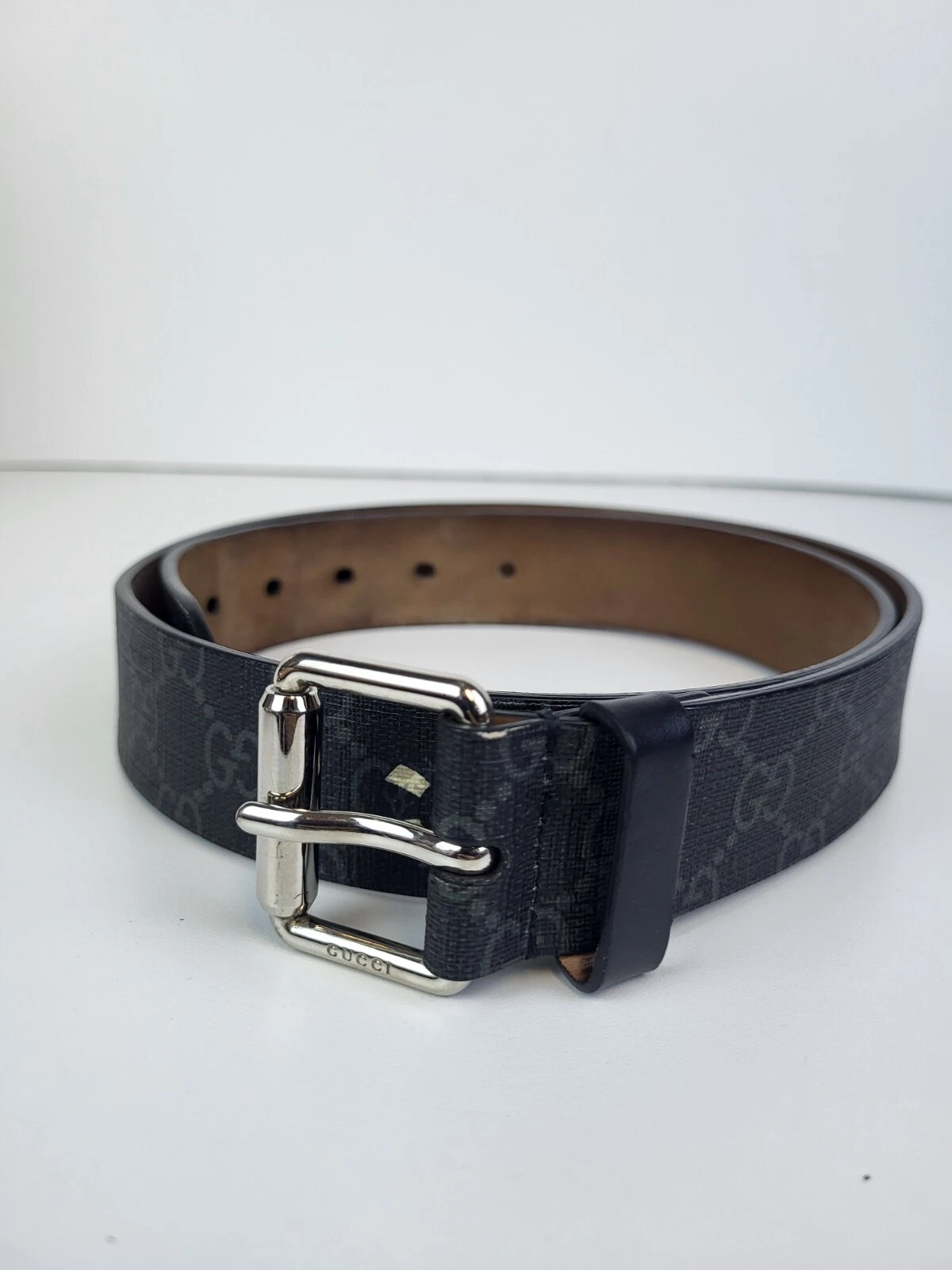 Ceinture Gucci grise toile serpent 90/36