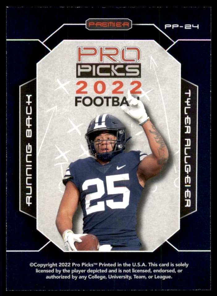 TYLER ALLGEIER 2022 Pro Picks Premier RC ! Card ! #PP-24 Atlanta Falcons - Image 2 of 2