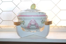 Vintage Spode Marlborough Sprays Round Vegetable Dish with Lid and Stand