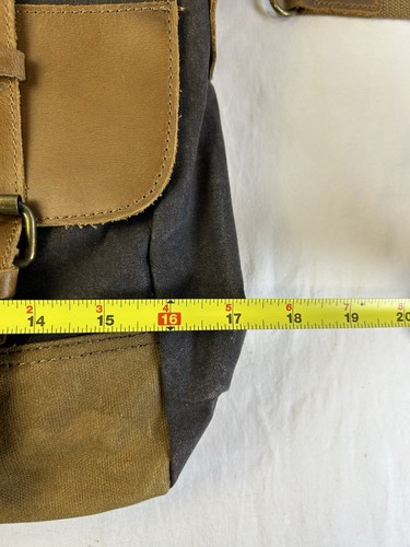 Messenger Bag Men’s Leather Canvas Laptop Briefcase Crossbody Shoulder Logo - Picture 12 of 13