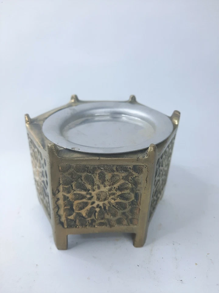 Antico incensiere egiziano vintage bruciatore di incenso rame argento forno 6... - Immagine 3 di 4