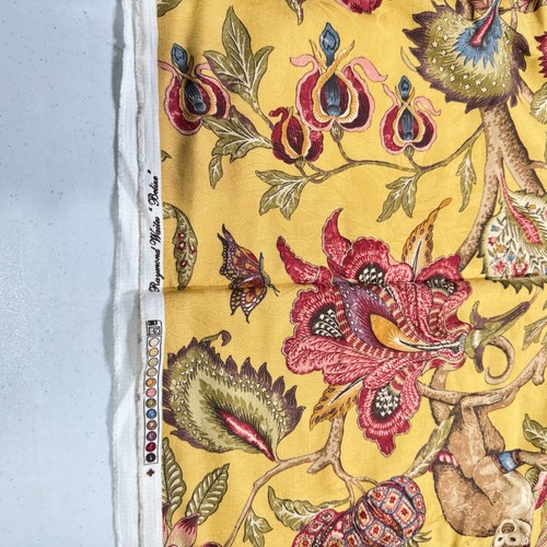 raymond waites upholstery fabric yellow red tropical floral cotton 68x54 1.8 yr - Picture 6 of 10