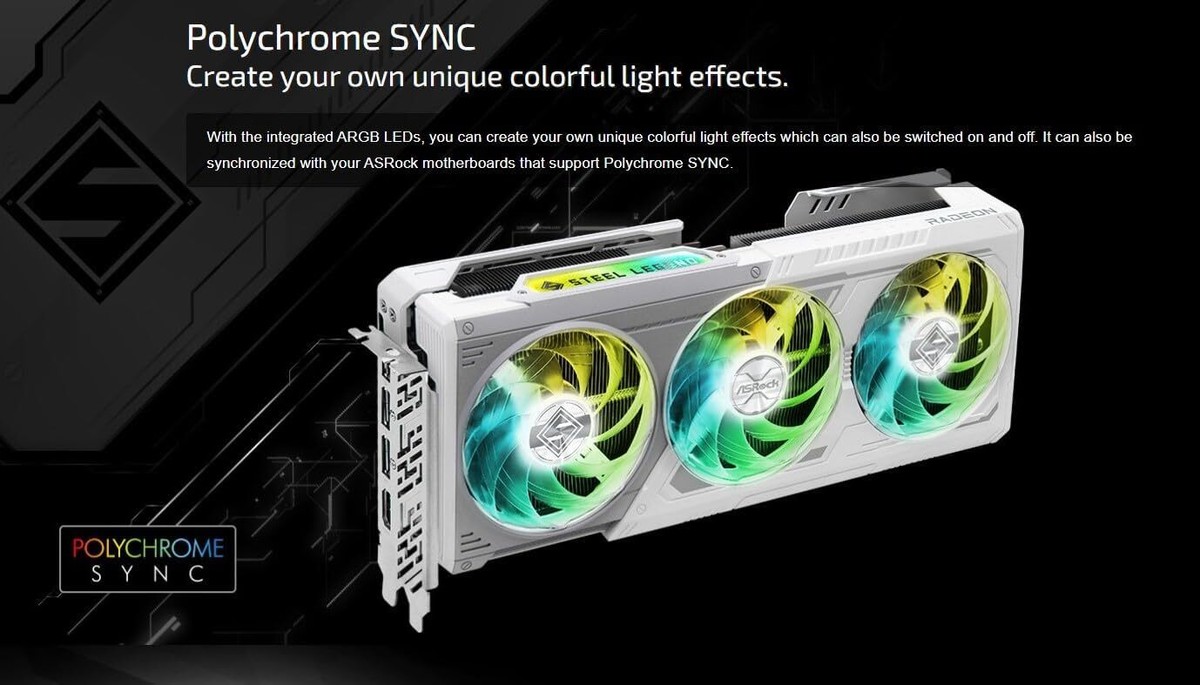 ASRock AMD Radeon RX 9060 XT Steel Legend 16GB OC Graphics Card