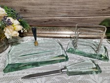 VINTAGE ANNI 40 SET DA SCRIVANIA STILOFORO PORTA LETTERE TAGLIACARTA