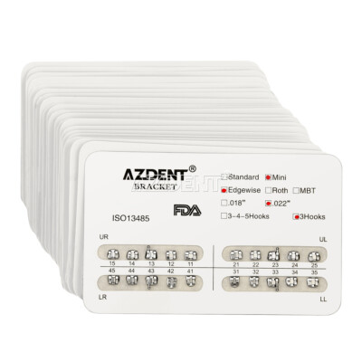 AZDENT Dental Orthodontic Brackets Braces Mini Roth MBT Slot 022/018 Hooks 345