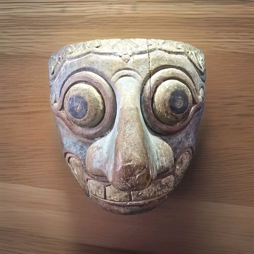 Masque indonésien BALI en bois sculpté à la main mur démon mythologie sculpture - Photo 1/4