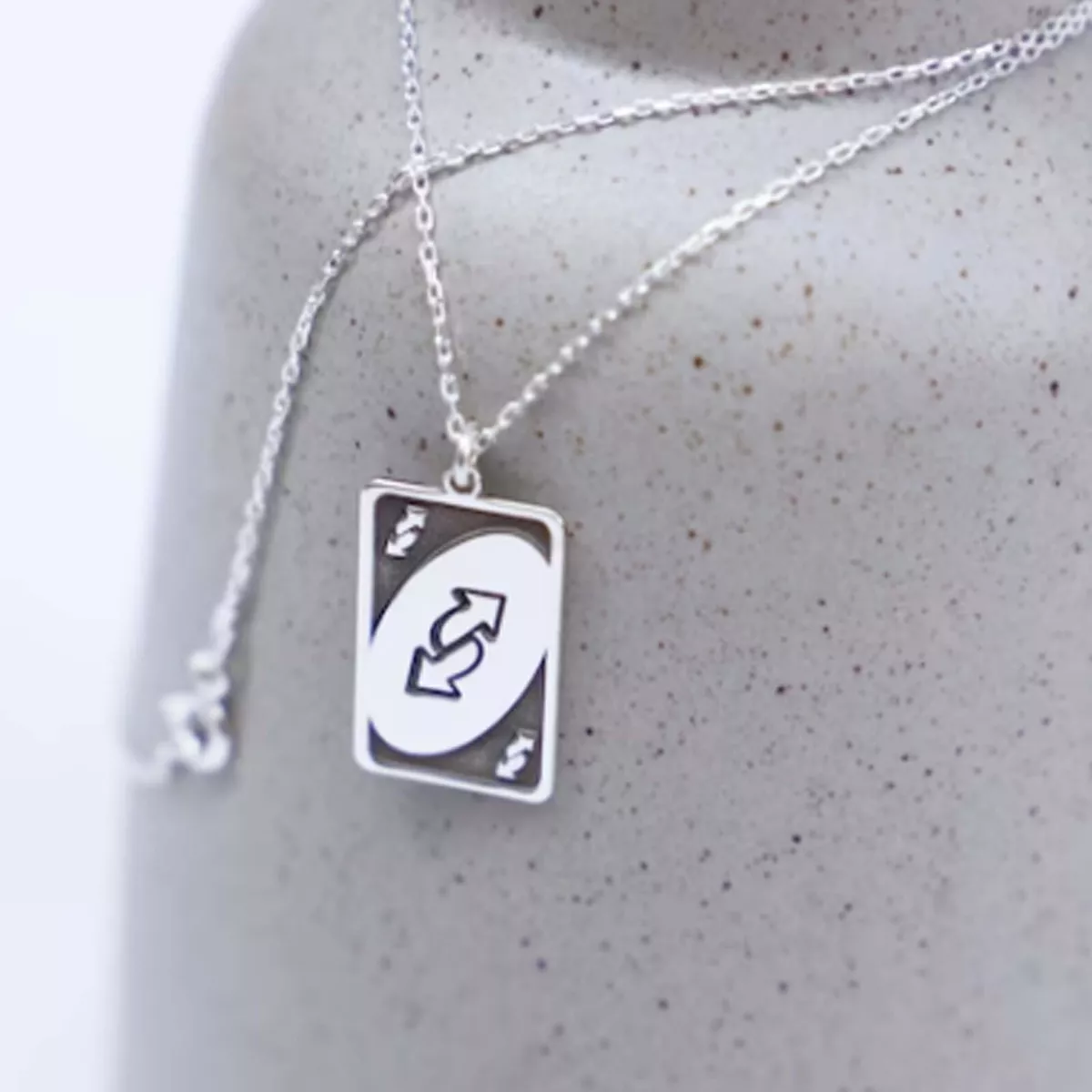 Uno Reverse 925 Sterling Silver Uno Card Pendant Women Game Card