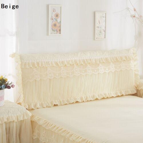 1X Bed Headboard Slipcover Lace Ruffle Stretch Dustproof Cover Home Decor Solid - Picture 1 of 17