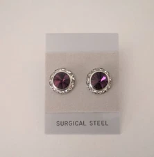 PETITE AMYTHEST PIERCED EARRINGS  horse show number magnets Rivoli Crystals