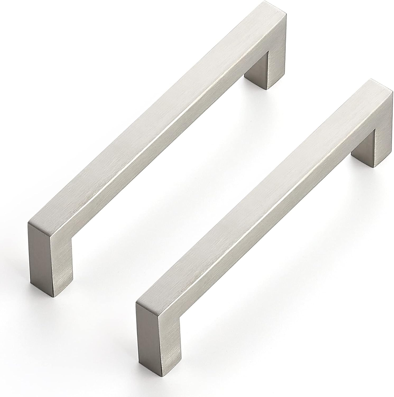 1 Pack 5 Inch Kitchen Square Cabinet Handles Satin Nickel Cabinet Pulls Brushed
