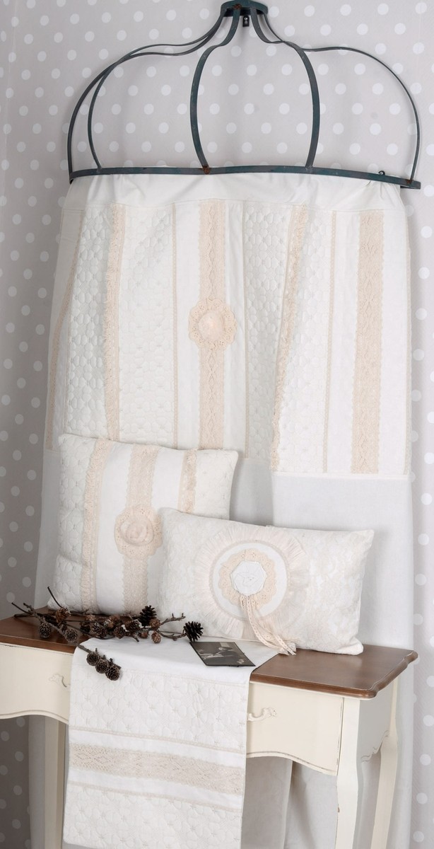 Rideau Shabby Chic Palazzo INT Blanc Dentelle Opaque 140x260 Cm