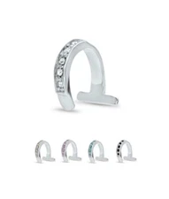 316L Surgical Steel Fake Faux Nose Hugger Clip On Nose Ring 5 Stone