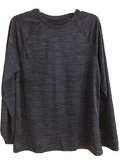 Champion Black-Blue Long Sleeve Top Pullover Base Layer Size Med 100 Polyester