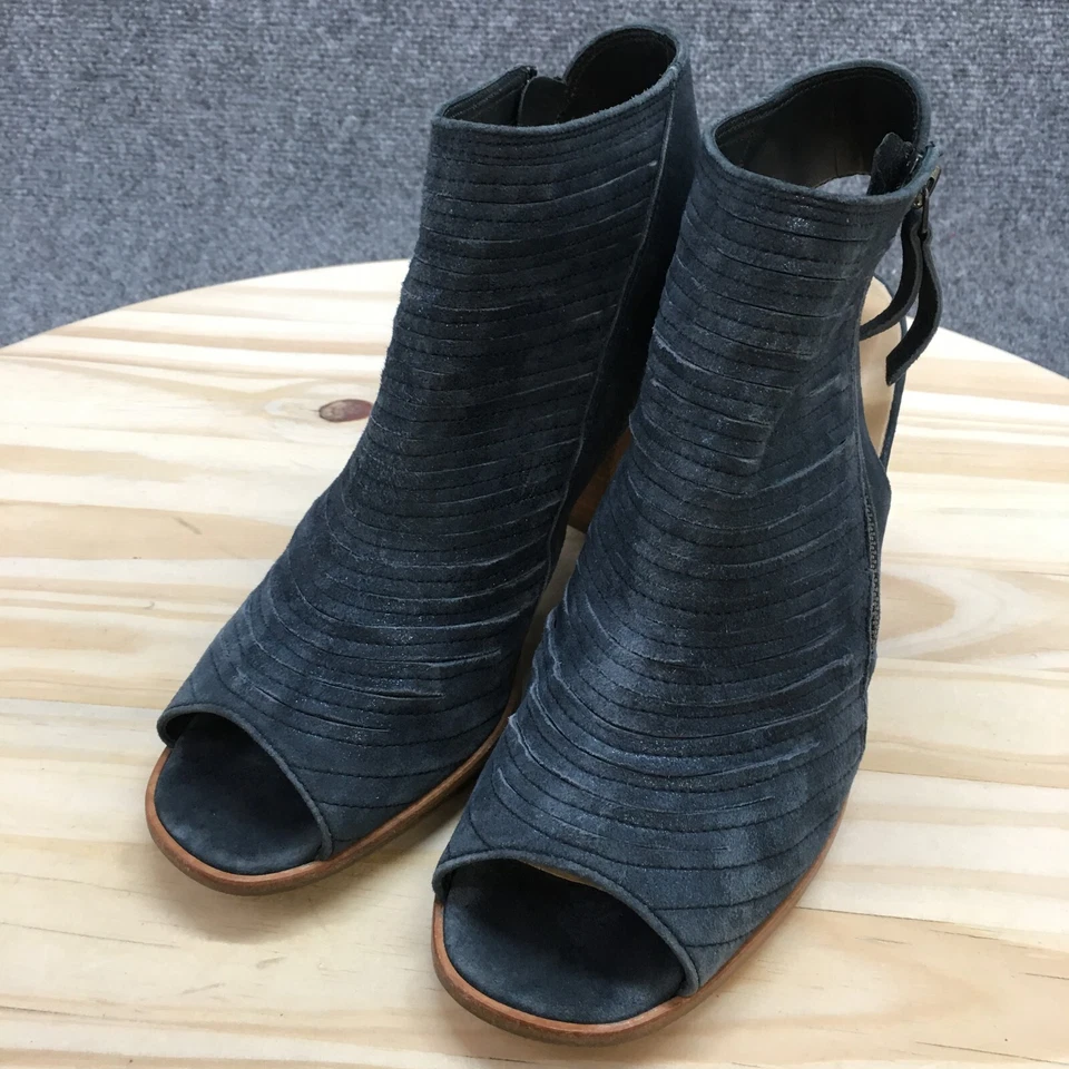 Paul Green Botas Mujer 9.5US 7UK Cayanne Cremallera Punta abierta Botín Cuero Azul Tacones Foto 3 de 4