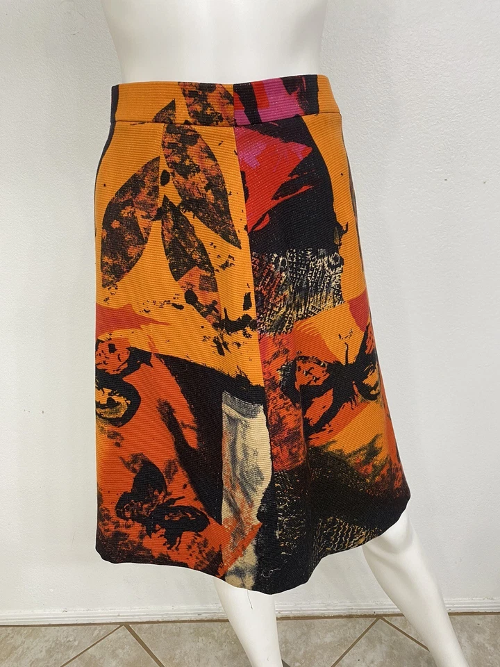 Louis Feraud Vintage Skirt Orange Pink With Pumpkin Made In Germany Fits 0-2 - Image 4 of 4