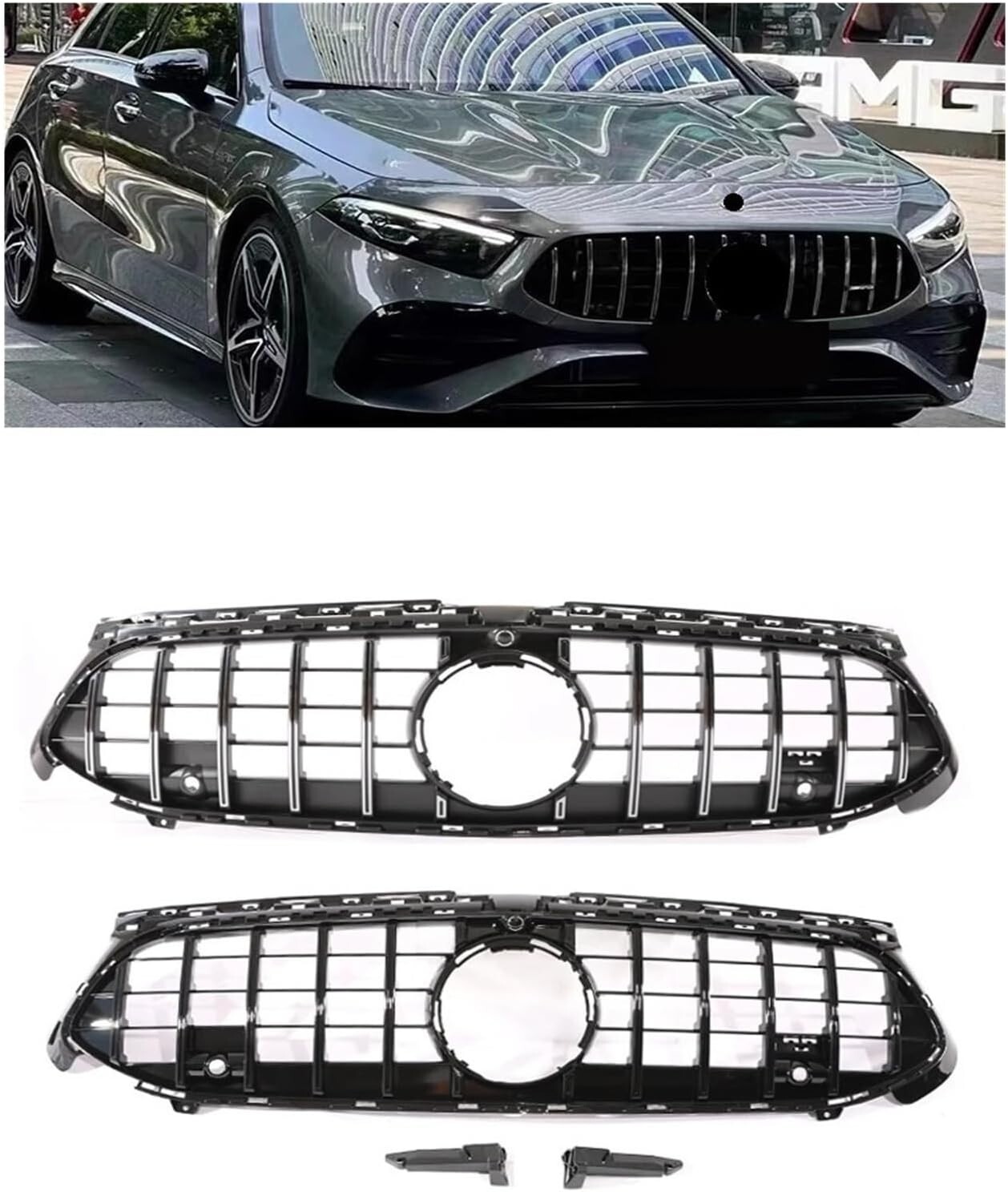 Calandre look GT pour Mercedes W177 2023 en ABS antichoc noir chrome
