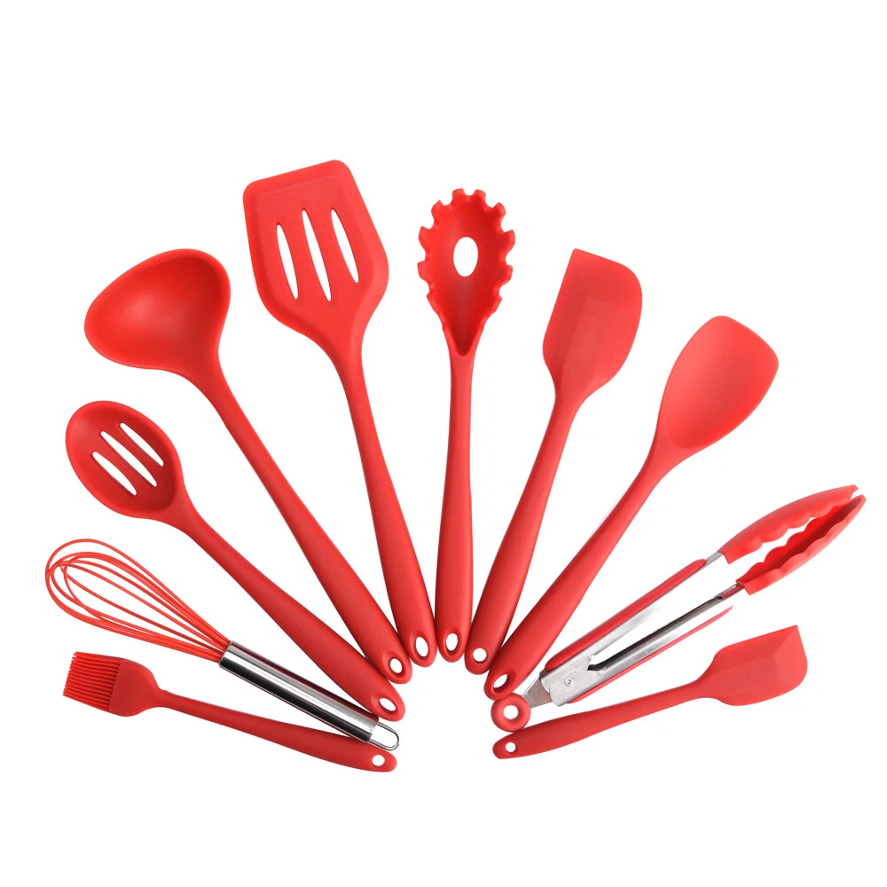 10 Piece Silicone Kitchen Cooking Utensils Set Red
Opens in a new window or tab