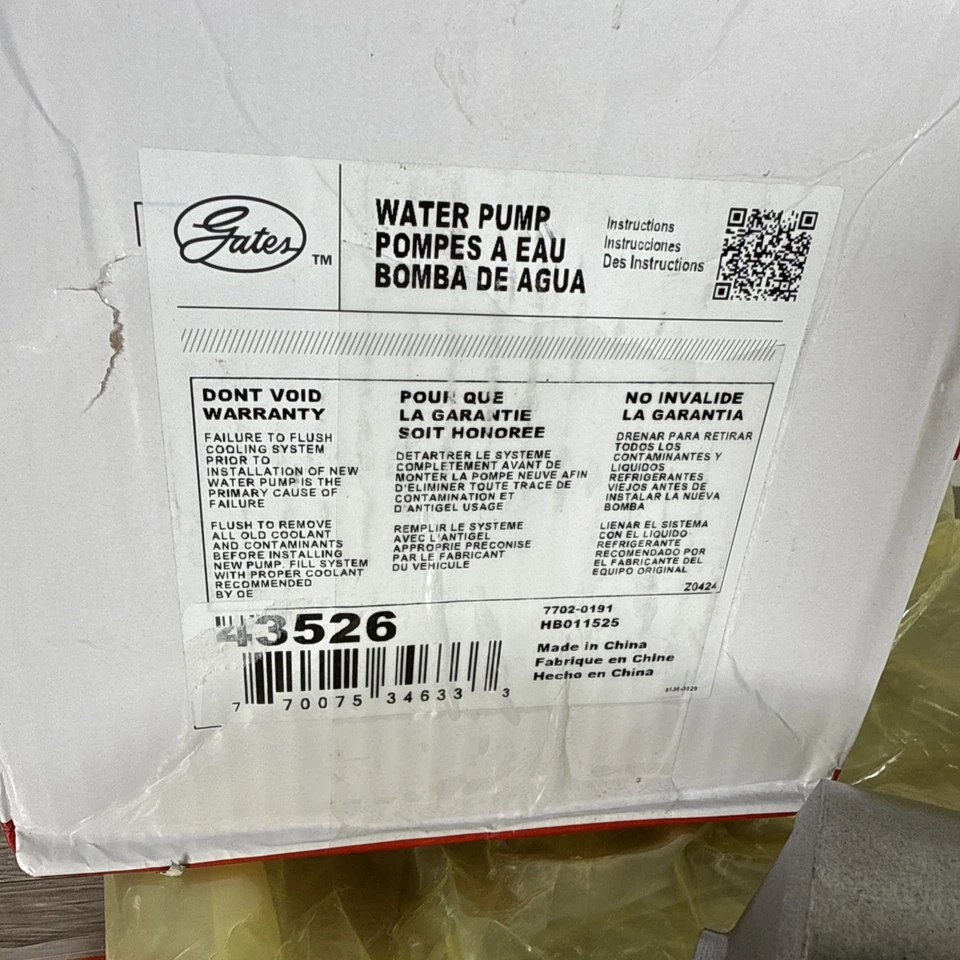 Водяной насос двигателя Gates для Dodge Cummins Ram 2500 3500 DIESEL L6 5,9 л 5010964aa - Изображение 3 из 4