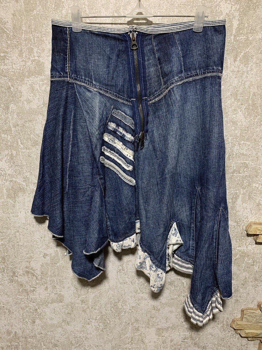 Vintage Marithe Francois Girbaud Midi Denim Asymmetrical Skirt