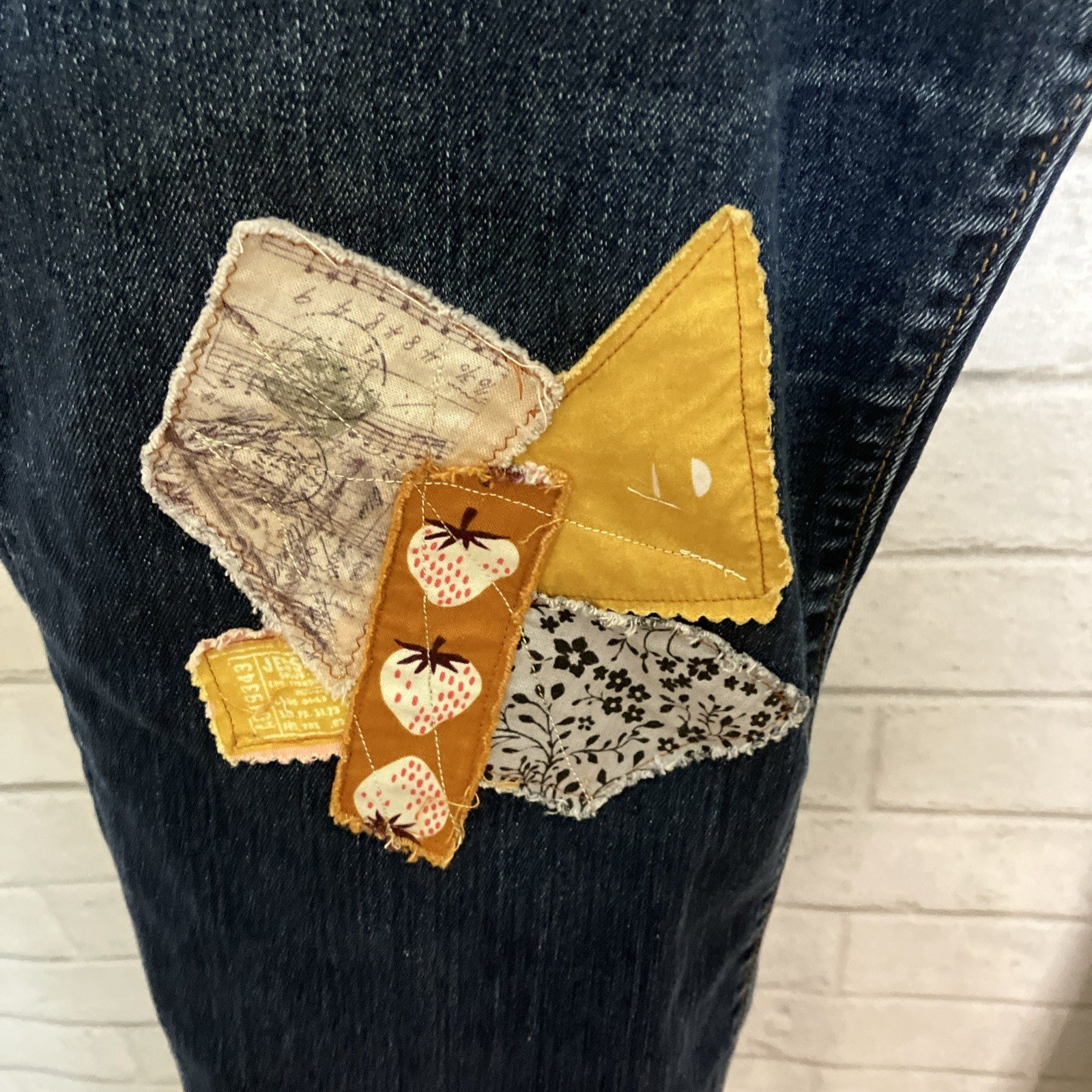 Handmade Patchwork Jeans Upcycled Boho Denim GAP … - image 6
