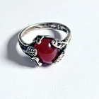 Vtg. Custom Carnelian Agate Flower Ring, Sz 5.5 Band , Sterling Silver 925