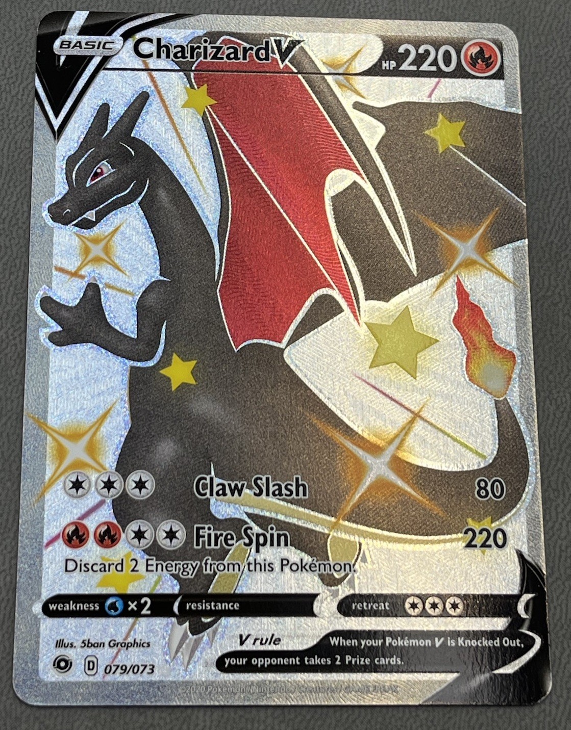 Charizard V Champion's Path Secret Rare Full Art 079/073 Pokemon Card NM.  