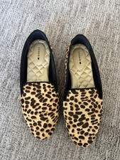 Birdies The Starling Leopard Calf Hair Loafers Cheetah Print Smoking Flat Size 9