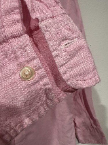 Polo Ralph Lauren Linen Cotton Button Down Shirt Pink Long Sleeve Mens Sz S - Picture 7 of 8