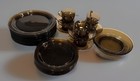 Vereco France Smokey Brown Glass Dinnerware MCM Retro Plates Bowls Cups VTG