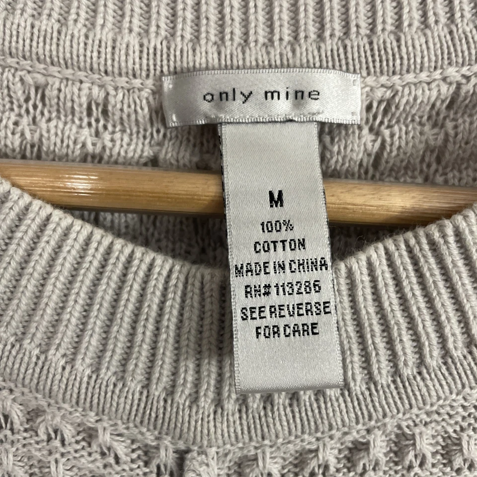 Suéter pulôver feminino Only Mine algodão gola redonda manga média algemada cinza - Imagem 4 de 4