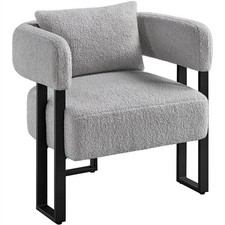 Modern Tub Chair, Cozy Vanity Chair with Metal Legs, Lumbar Pillow Living Room