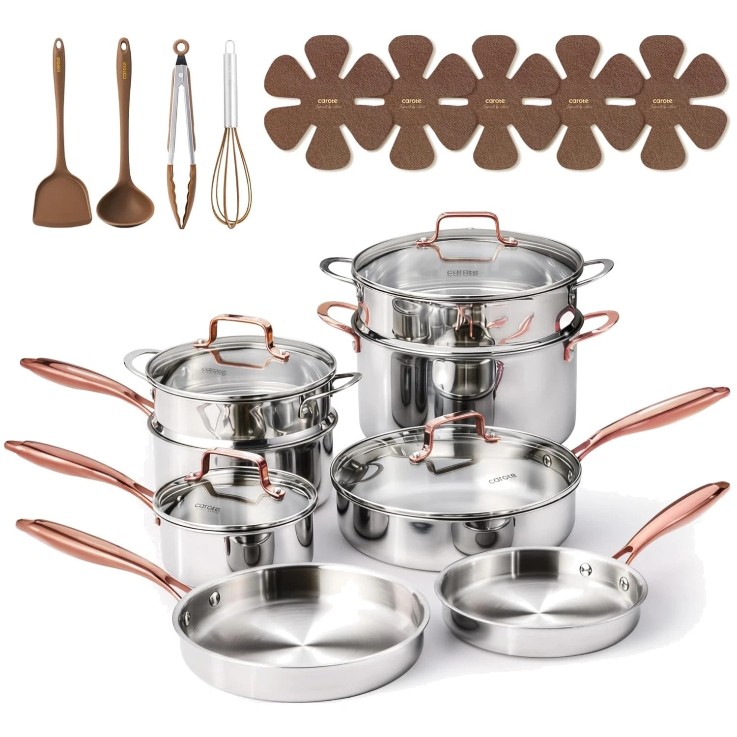 21-Piece Tri-Ply Stainless Steel Cookware Set - Gold
Opens in a new window or tab